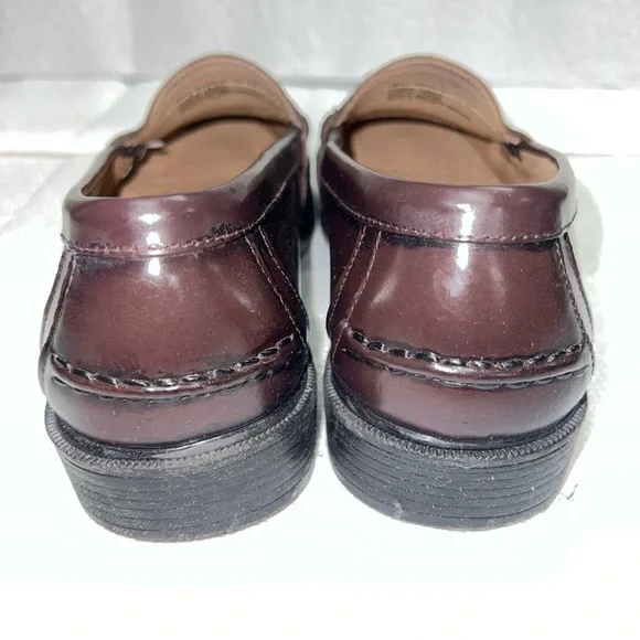 Nunn Bush Kent Men's Moc Toe Penny Loafer Burgundy Leather Dress Shoes Size 9.5M